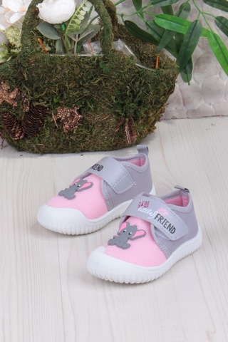 Fort 3448 Gz Fil Figürlü Anaokulu Kreş Ev Kız Çocuk Keten Panduf Ayakkabı Pembe