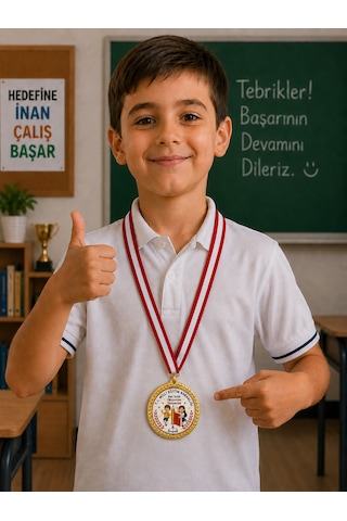 Tc Milli Eğitim Bakanlığı Okuyorum Yazıyorum Madalyası - Dijital Baskılı 1. Kalite Madalya Altın