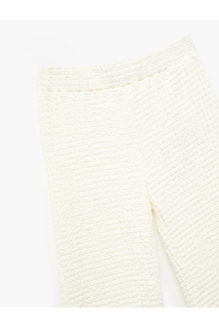 Koton Beli Lastikli Dokulu İspanyol Paça Pantolon Bej 5skg40179ak Ekru