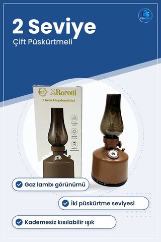Hava Nemlendirici Gaz Lambaı Görünümlü Kablosuz Şarjlı Kısılabili