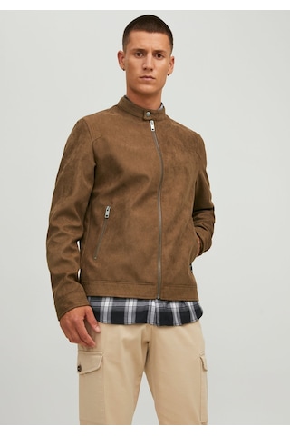 Jack & Jones Biker Deri Görünümlü Ceket - Rocky 12223141 Cognac