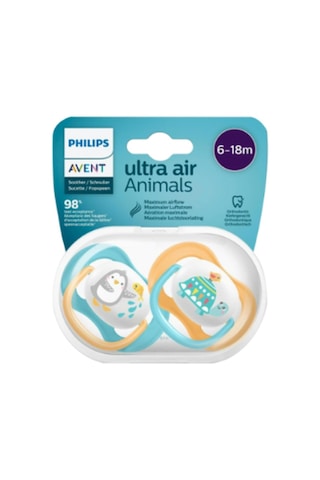 Philips Avent Ultra Air Animals Emzik 2'li  6 - 18 Ay Sarı - Mavi