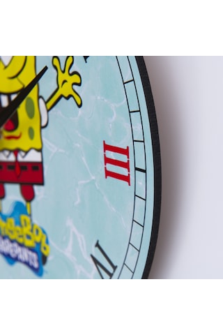 Deep Craft Dekoratif Ahşap Duvar Saati Salon,çocuk Odası Saati - Spongebob Sarı