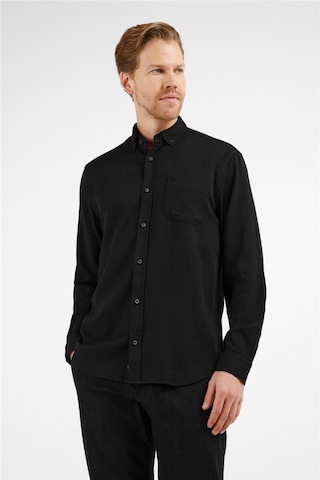 İmza Siyah Düğmeli Yaka Uzun Kol Cepli Slim Fit %100 Pamuk Gömlek 1004255213 Siyah