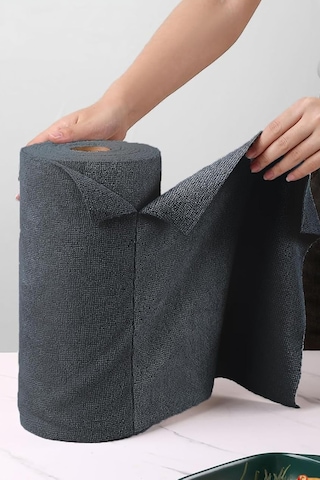 Çok Amaçlı Rulo Mikrofiber Temizlik Bezi 30x30 75 Yapraklı Koyu Gri Gri