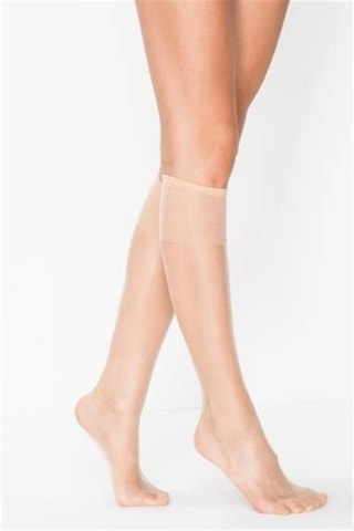 Parlak Fit 15 Denye Dizaltı Kadın Çorabı Vizon