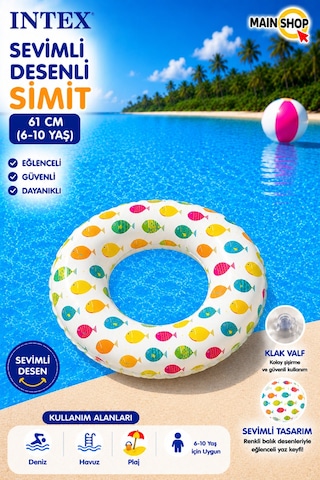 Mainshop Intex Çocuk Deniz Simidi 61 Cm - Havuz Simidi 6-10 Yaş M-59241