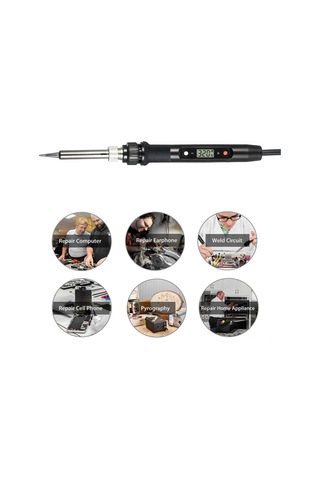 Xindoker 80w Lcd Ekranlı Sıcaklık Ayarlı Elektrikli Lem Keçisi - 180-480 C Aralığı, Avrupa Standartı 220v , Siyah