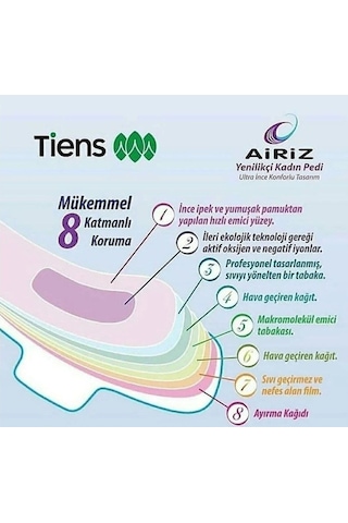 Tiens Airiz Hijyenik Kadın Pedi Set 98 Adet