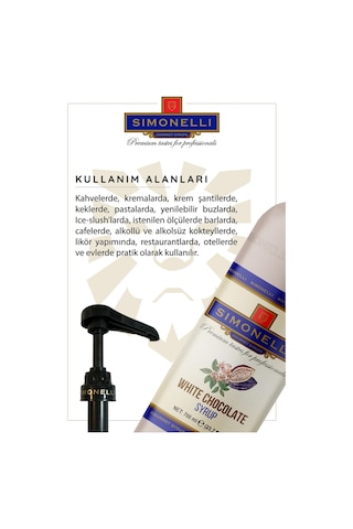 Simonelli Beyaz Çi̇kolata Kahve Şurubu 700 ML + Pompa