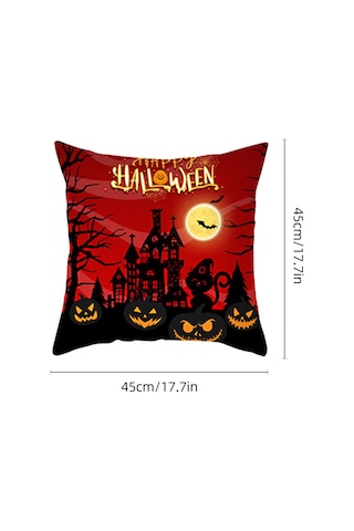 Yunboo Halloween Dekoratif Kumaş Yastık Kılıfı, Korku Temalı Desenler Kelebek, Bat, Kabak , Ev Ve Araç İçin, 45x45cm, Şeffaf Kumaş Malzeme Diğer