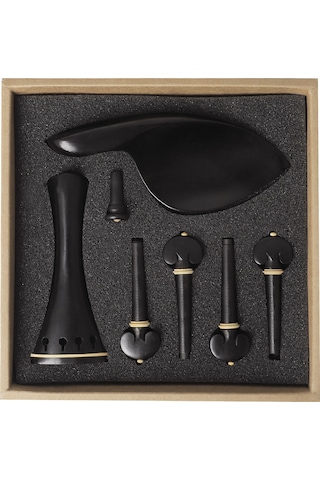 Yaozixa Ebony 4/4 Keman Aksesuar Seti: Teli Taşı + Saksı + Boyun Desteği + Uç Çivi, Kaliteli Ahşap, Profesyonel Montaj