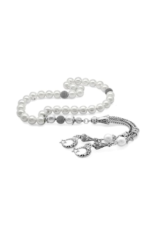 Tesbihane Kararmaz Metal Ayyıldız Püsküllü Küre Kesim Mayorka İnci Doğaltaş Tesbih