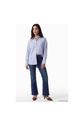 Lcw Vision Lacivert Çizgili Oversize Oxford Kadın Gömlek