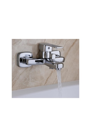 Rena Design Kare Krom Banyo Bataryasi Ağir Prinç Gövde Yüksek Kalite Musluk Göşeli Şik Modern Tasarim