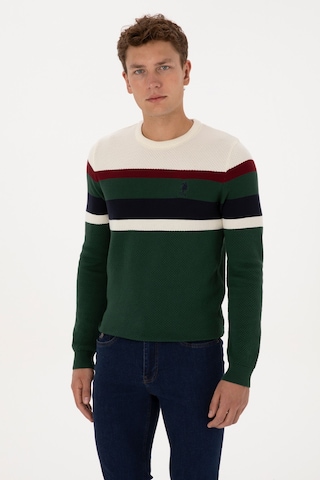 U.S. Polo Assn. Erkek Slim Fit Bisiklet Yaka Koyu Yeşil Kazak 50308234-VR079