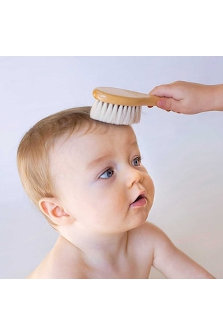 Ahşap Bebek Tarağı %100 Doğal Keçi Kılı Bebek Saç Fırçası Keçi Kılı Bebek Tarağı Çocuk Saç Fırçası