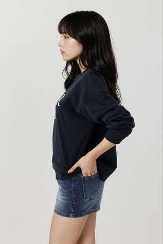 Hiccup Baskılı Yuvarlak Yaka Rahat Kesim Sweatshirt Gece Mavisi
