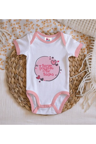 Bk Gift Bk Kids Benim Teyzem Bir Başka Tasarımlı Pembe Bebek Body Zıbın-1 12-18 Ay Sarı