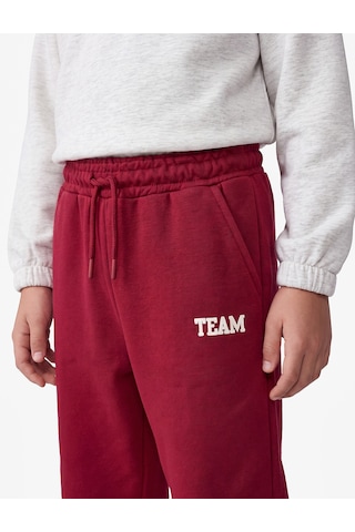 Koton Üç İplik Cepli Beli Lastikli Bağlamalı Baskılı Balon Form Jogger Eşofman Altı Bordo 7wkb40091tk