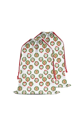 Büyük Noel Baba Hediye Çantası, Pamuklu Kordonlu, Yeniden Kullanılabilir Noel Karakter Gülü