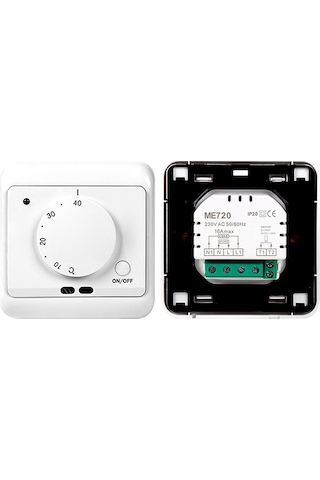 Vkemall Mekanik El Kontrollü 5-40 C Sıcaklık Regülatörü, 16a 230v Elektrikli Yer Isıtıcı Termostati