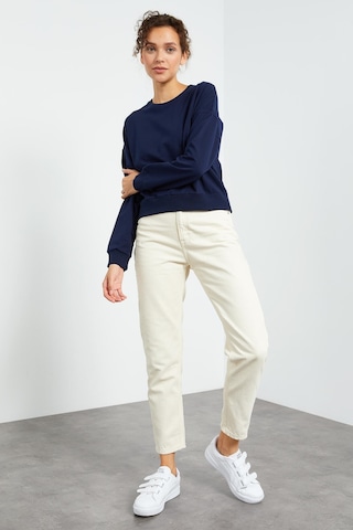 Tommy Life İndigo Basic Rahat Form O Yaka Kadın Sweatshirt - 97114 İndigo