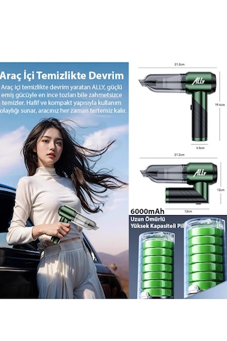 16000pa Güçlü Portatif 3 Kademeli Tasinabilir Vakumlu Kablosuz.