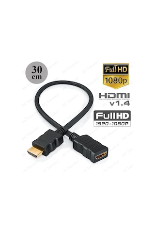 Hdmı 1.4 Erkek-Dişi Kısa Uzatma Kablosu 3D Full Hd - 30Cm