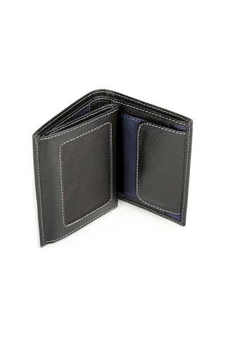 Bay Pablo V90 Siyah-Lacivert Hakiki Deri Erkek Cüzdan Lacivert