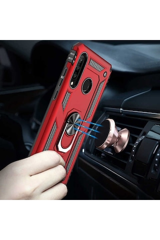 Huawei P30 Lite Manyetik Yüzüklü Tank Kılıf Vega Kapak