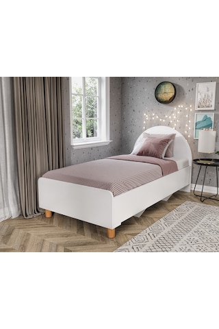 Tek Kişilik Bohem Tarzda Karyola Beyaz - Tamamı Mdf