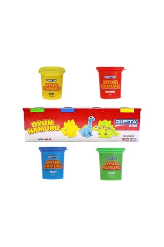 Büyük Boy Gıpta 4 Renk Oyun Hamuru 4x120 Gr. Canlı Renkler Çok Renkli