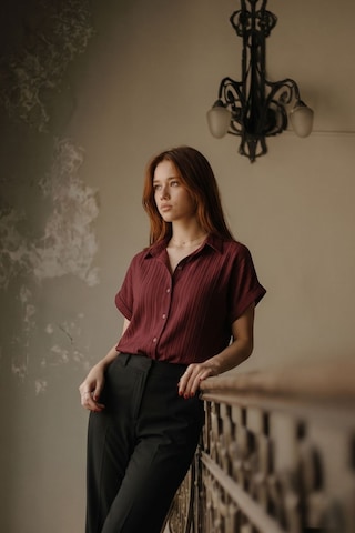 Armonika Kadın Bordo Kısa Kol Gömlek Arm-19y001088
