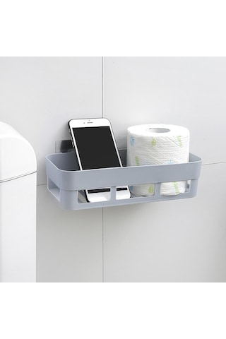 Banyo Rafı Yapışkanlı Depolama Rafı Köşe Duş Rafı Mutfak Ev Dekorasyonu Gri