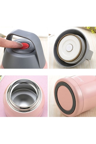 Pembe 304 Çelik 600 Ml Vakum Yemek Mama Saklama Termosu Sefertası Pembe