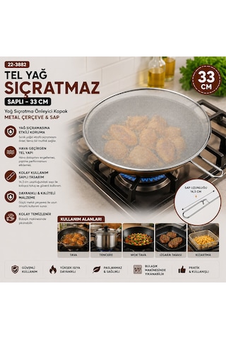 İbico İ22-426 Tel Yağ Sıçratmaz 33cm Sap 17cm Krom Saplı Metal Çerçeve Lux - 12'li Paket Diğer