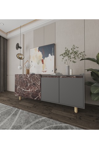 Ravenna Modern Konsol 180 Cm Mermer Desen - Antrasit Bordo -antrasit