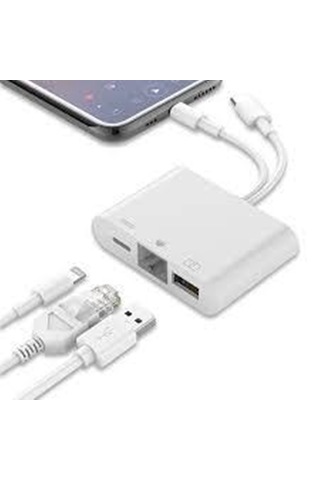 Zr814 Ethernet Adaptör Type-c & Lightning Usb + Şarj 3in1 Çoklayıcı