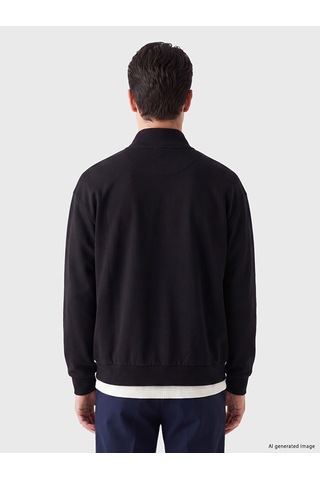 Lcw Eco Siyah Dik Yaka Erkek Fermuarlı Sweatshirt