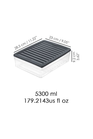 4'lü Derin Buzdolabı Organizer Set Düzenleyici Saklama Kabı Mikrodalga Difriz Kabı 5300 ML Antrasit