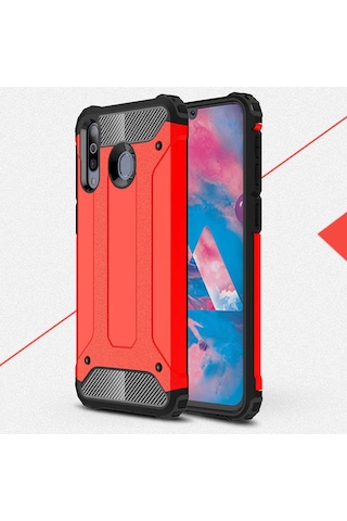 Ekılıf - Samsung Galaxy M30 Uyumlu Kılıf Çift Katman Zırh Tank Crash Military Kapak - Siyah