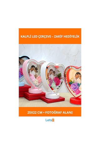 Kişiye Özel Kalpli Led Çerçeve 19x18 Cm Romantik Hediye
