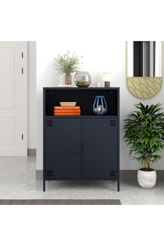 Pera Metal Dolap 2 Kapılı, Açık Raflı 80,50 X 40 X 109,50 Cm - 9 Renk Seçeneği Bulunmaktadır Ral 7016 Antrasit