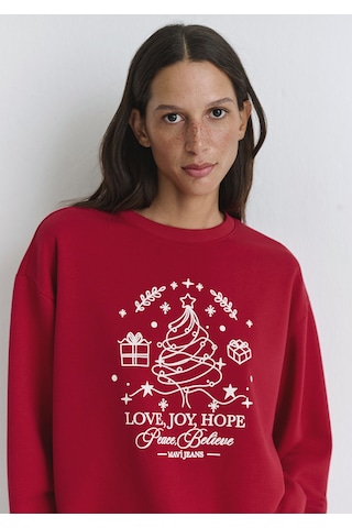 Mavi - Yılbaşı Temalı Kırmızı Sweatshirt 1s10507-70390 Kırmızı