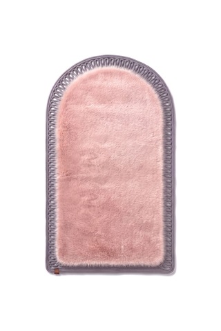 Mihraplı Peluş Seccade 75x130 Cm Süet Taban Yıkanabilir Yumuşak Namaz Halısı Pembe & Gri