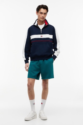 Tommy Hilfiger Tjm Rlx Cblock Qz Erkek Mavi Sweatshirt - Dm0dm23244