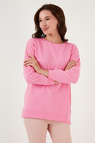 Lela Pamuklu Regular Fit Bisiklet Yaka Basic Bayan Sweat 5863569 Şeker Pembe