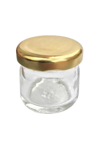 Cam Kavanoz 40cc Boş Şişe 50 Adet Nikah Şekeri Mum Gold Metal Kapaklı Şişeleri Dekoratif.