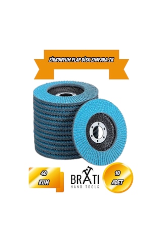Zirkonyum Avuç İçi Taşlama Flap Disk Zımpara 115 X 22 Mm 40 Kum Zk 10 Adet